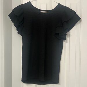 Chic Black Ruffle Sleeve Blouse
